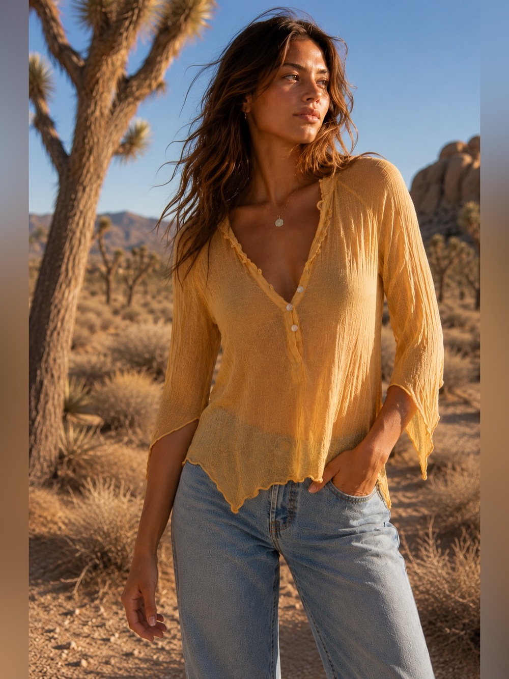 Jen’s Pirate Booty Gauze Henley Tunic • XS